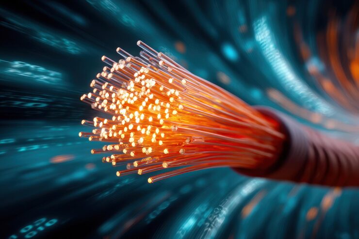 Fiber optic cable close-up